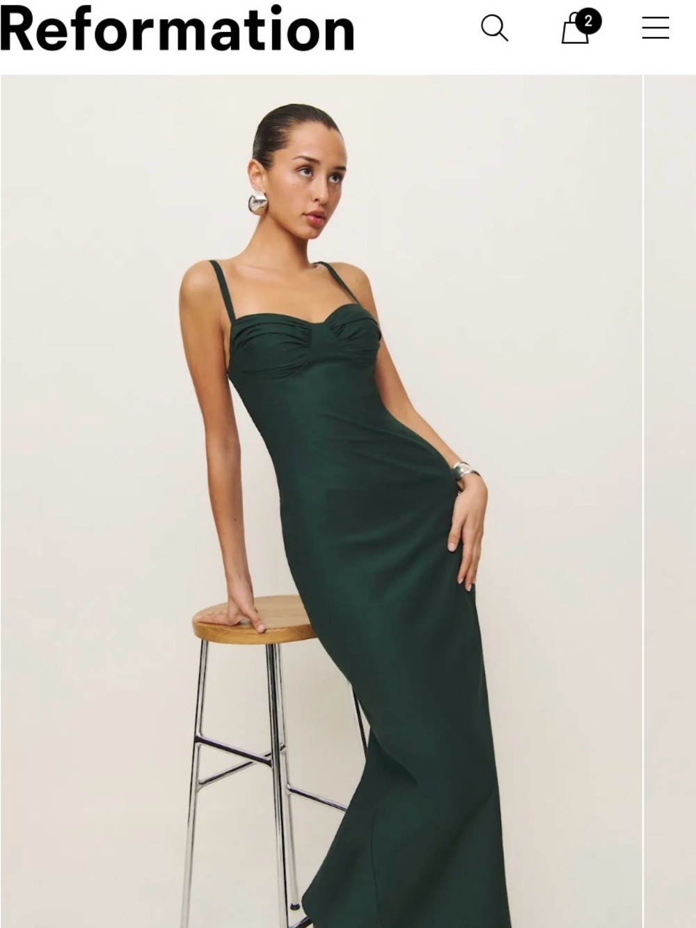 Reformation Stormi Dress Forest green
